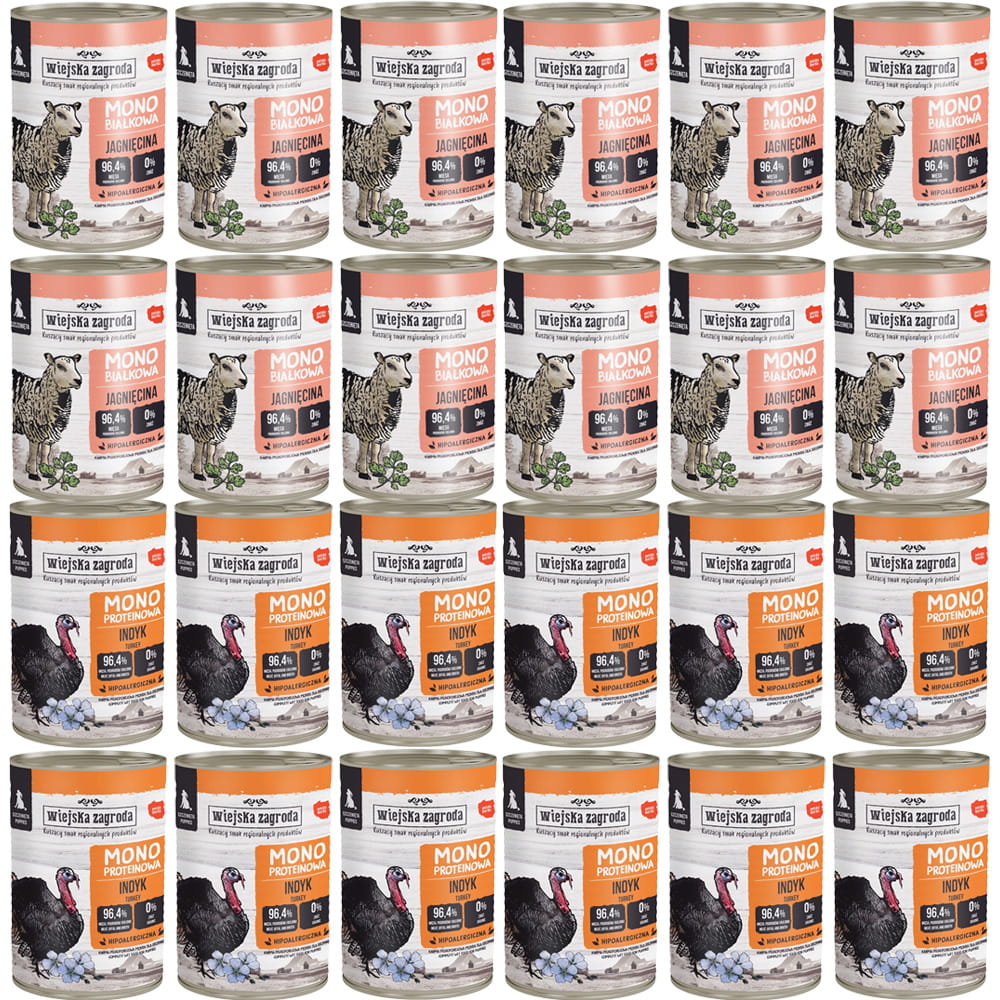Karma SZCZENIAK MONO Wiejska Zagroda 12x400g MIX